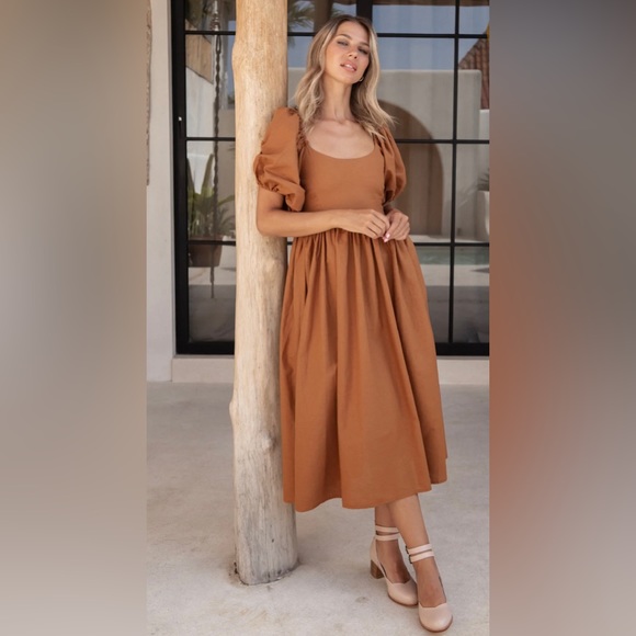 ELF Dresses & Skirts - Elegant Brown Midi Dress